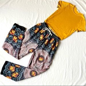 Loose, flowing elephant print pants and top